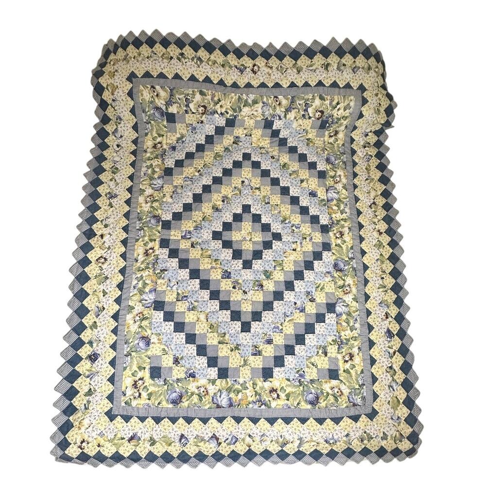 American Pacific Patchwork Quilt Floral Cottage Blue Green